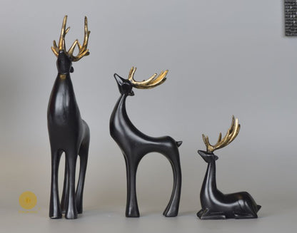 Grey Reindeer Family figurine from The Gharnish animal figurines collection, showcasing a detailed reindeer family in natural poses.