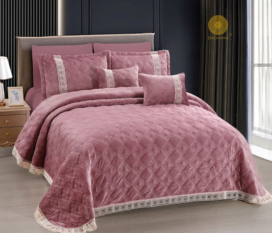 Luxury quilted bedding set by The Gharnish, soft and warm 5-piece collection with premium quilting for a cozy bedroom look.