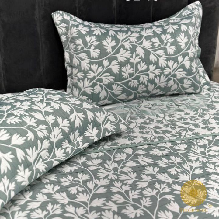 Cally Lilly Premium Quilted Bedding Set by The Gharnish, featuring a soft, elegant quilted design for a cozy bedroom look.