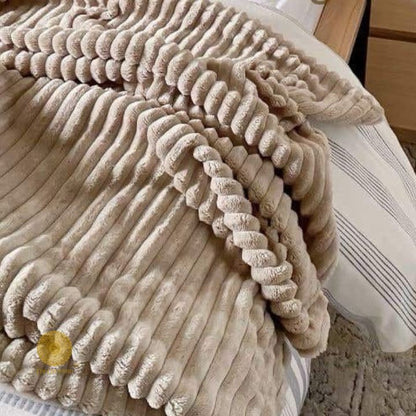 Cream rabbit fur bedding set of 4 from The Gharnish designer collection, limited edition, luxurious and soft for a stylish bedroom.