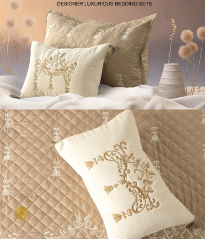 Designer bedding set by The Gharnish, 5-piece summer bedding set with floral patterns and soft fabric for a stylish bedroom look.