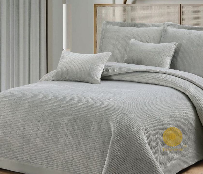 Luxury quilted bedding set by The Gharnish, 5-piece designer collection with plush, premium bedcover and stylish bedding design.