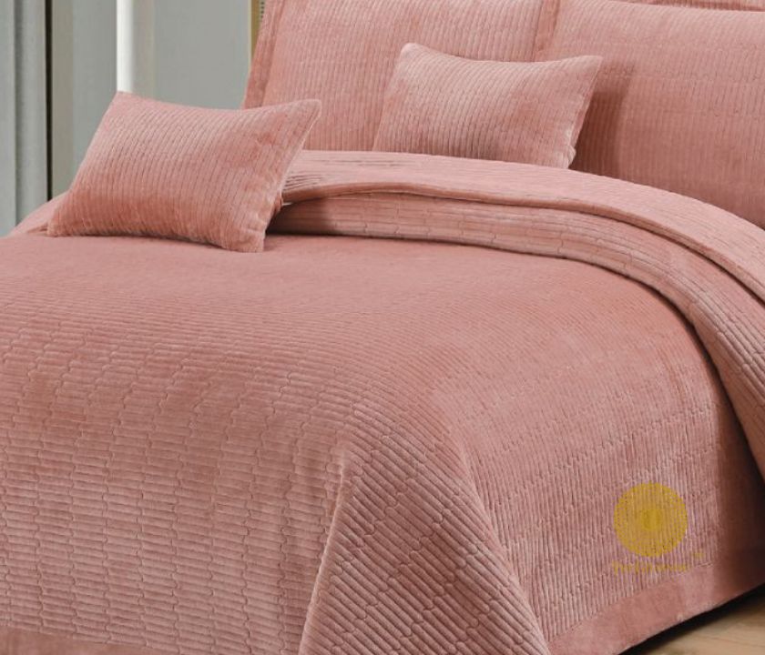 Luxury quilted bedding set by The Gharnish, premium 5-piece designer bedcover collection with elegant stitching and plush fabric.
