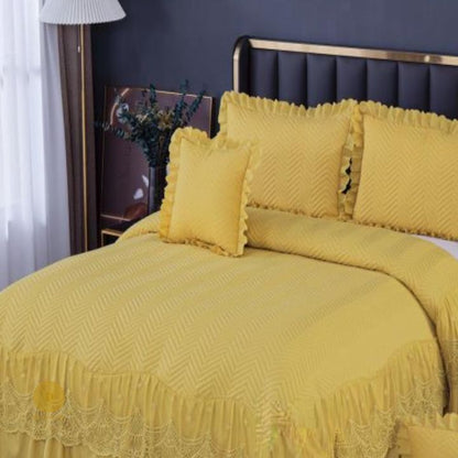 Premium laced bedding set by The Gharnish featuring elegant design and intricate lace details for a luxurious bedroom look.