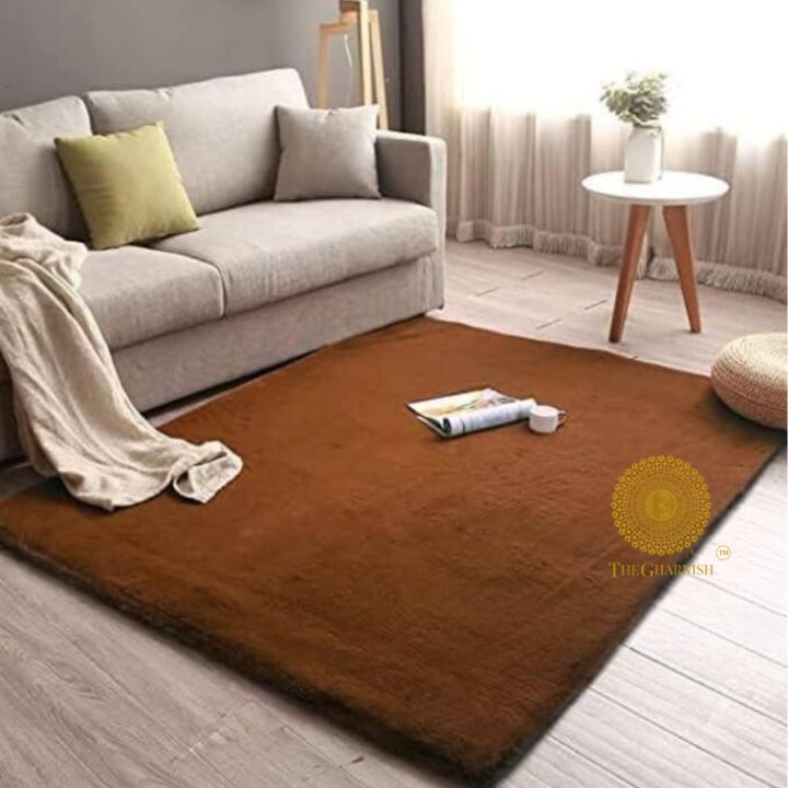 Black rabbit fur plush carpet by The Gharnish, soft, premium quality, 2x5 feet, limited edition, luxurious home decor accent.