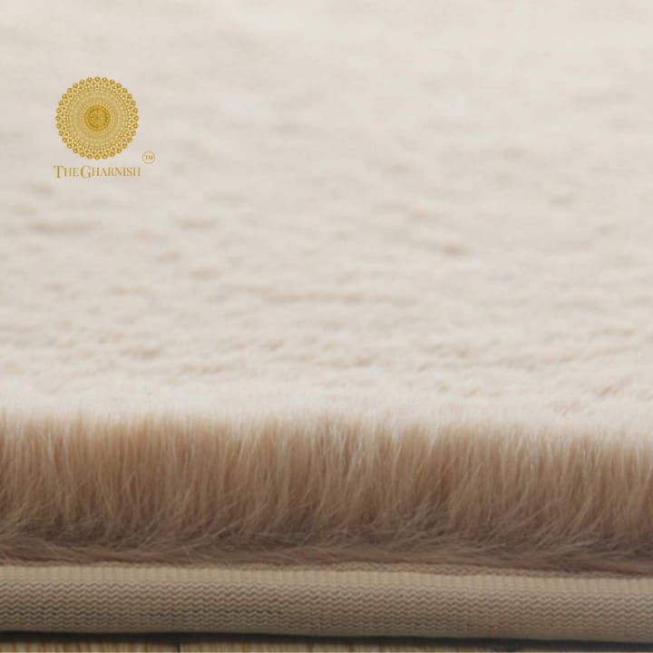 Black rabbit fur plush carpet by The Gharnish, super soft and premium quality, 2x5 feet, limited edition home decor rug.