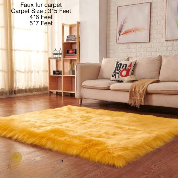 Modern and stylish faux fur carpet by The Gharnish, 3x5 feet, featuring plush texture and contemporary design.