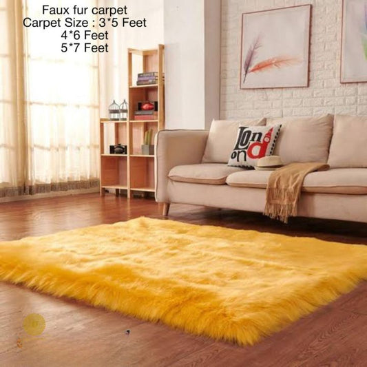 Modern and stylish faux fur carpet by The Gharnish, 3x5 feet, featuring plush texture and contemporary design.