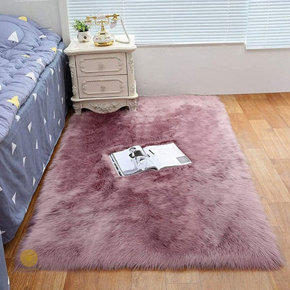 Modern and stylish faux fur carpet by The Gharnish, featuring a soft, plush texture in a 3x5 feet size.