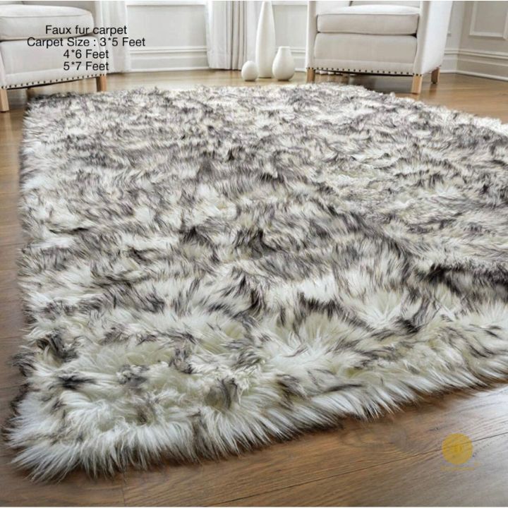Modern stylish faux fur carpet by The Gharnish, measuring 3x5 feet, with a plush, contemporary design perfect for home decor.