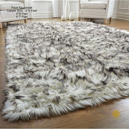 Modern stylish faux fur carpet by The Gharnish, measuring 3x5 feet, with a plush, contemporary design perfect for home decor.