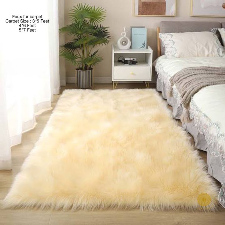 Modern stylish faux fur carpet by The Gharnish, showcasing a soft, plush texture in a 3x5 feet size for contemporary home decor.