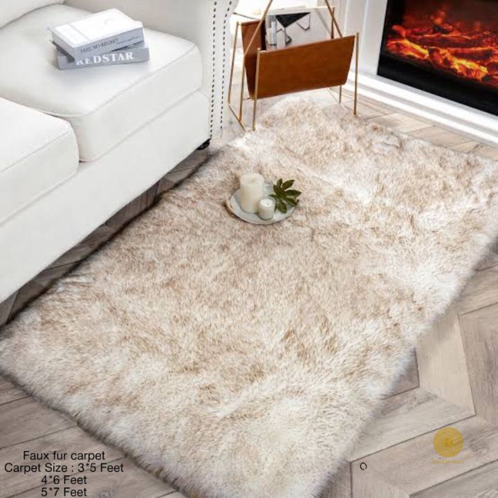 Modern stylish faux fur carpet by The Gharnish, featuring a 3x5 feet soft, plush design for contemporary home decor.