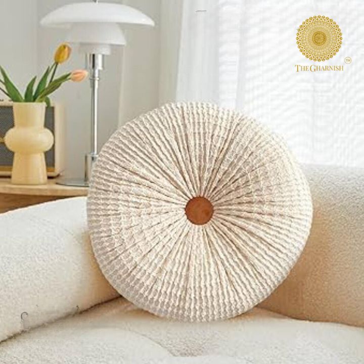 Houndstooth Imported  Round Throw Pillow - The Gharnish - A Unit of Satkala Creations
