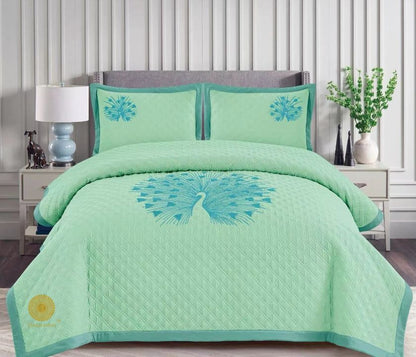 Paradise solid all-season bedding set with embroidery by The Gharnish, featuring soft fabric and decorative stitched patterns.
