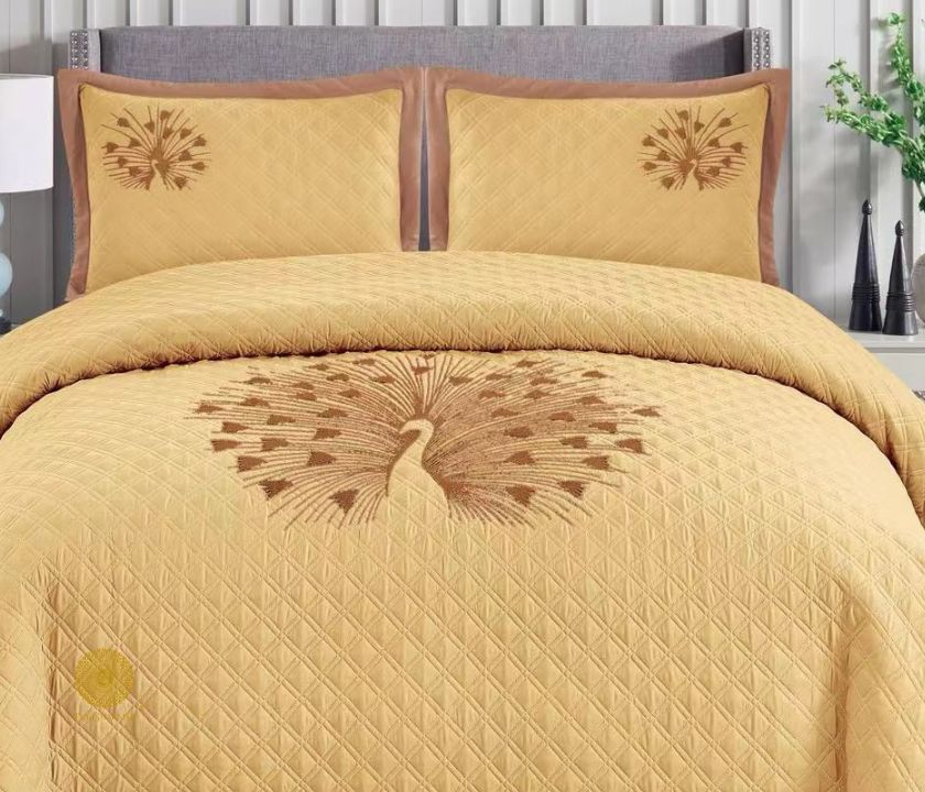 Paradise solid all-season bedding set with embroidery by The Gharnish, featuring soft fabric and elegant stitched design.