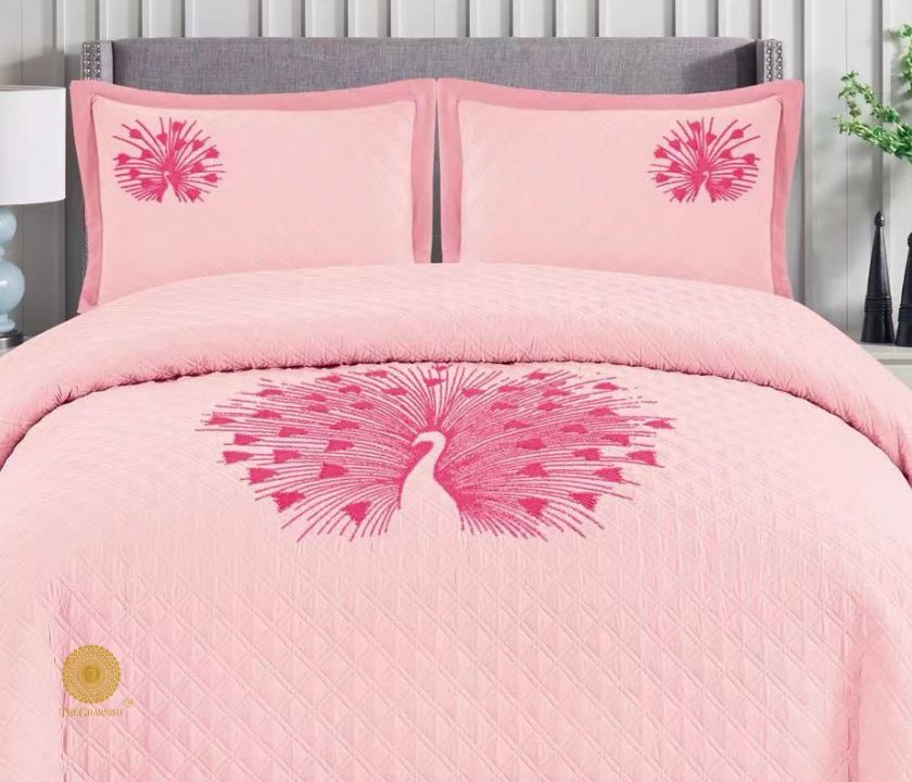 Paradise solid all-season bedding set with embroidery from The Gharnish, featuring a comfortable, stylish design for bedroom decor.