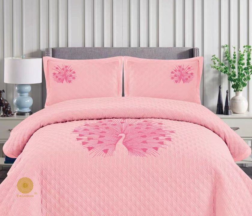 Paradise solid all-season bedding set with embroidery by The Gharnish, featuring a soft, comfortable fabric and elegant design.