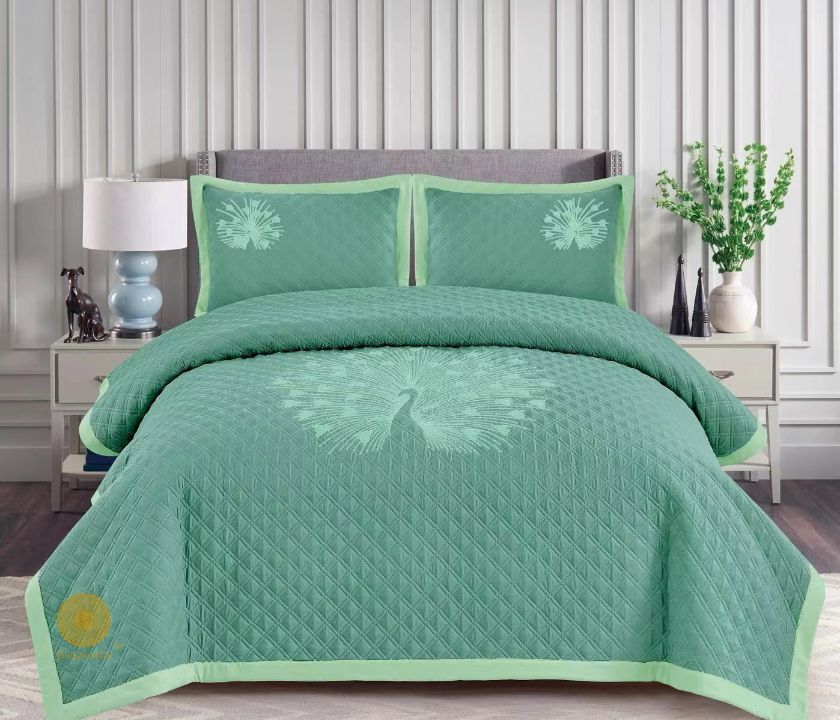 Paradise solid all-season bedding set with embroidery from The Gharnish, featuring soft fabric and intricate stitched design for cozy comfort.