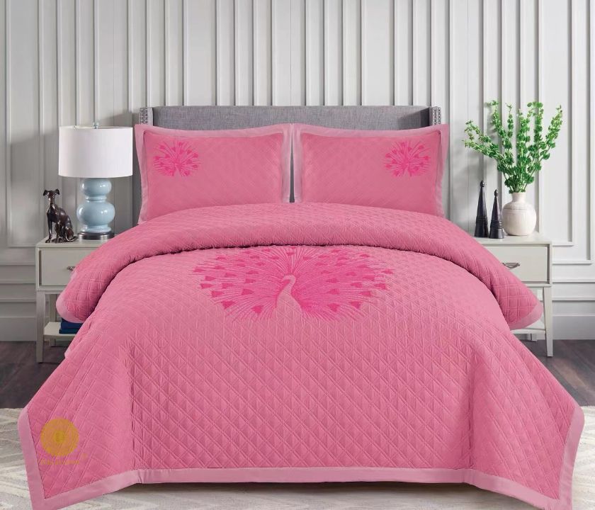 Paradise solid all-season bedding set with embroidered design from The Gharnish, showcasing soft fabric and decorative embroidery.