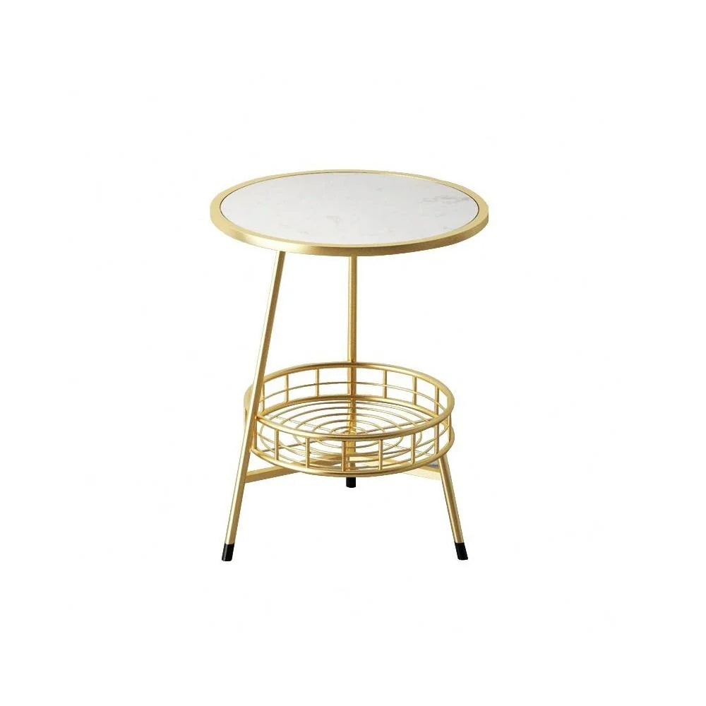 Stylish two-tier marble side table by The Gharnish, featuring a modern design and durable construction for elegant home decor.
