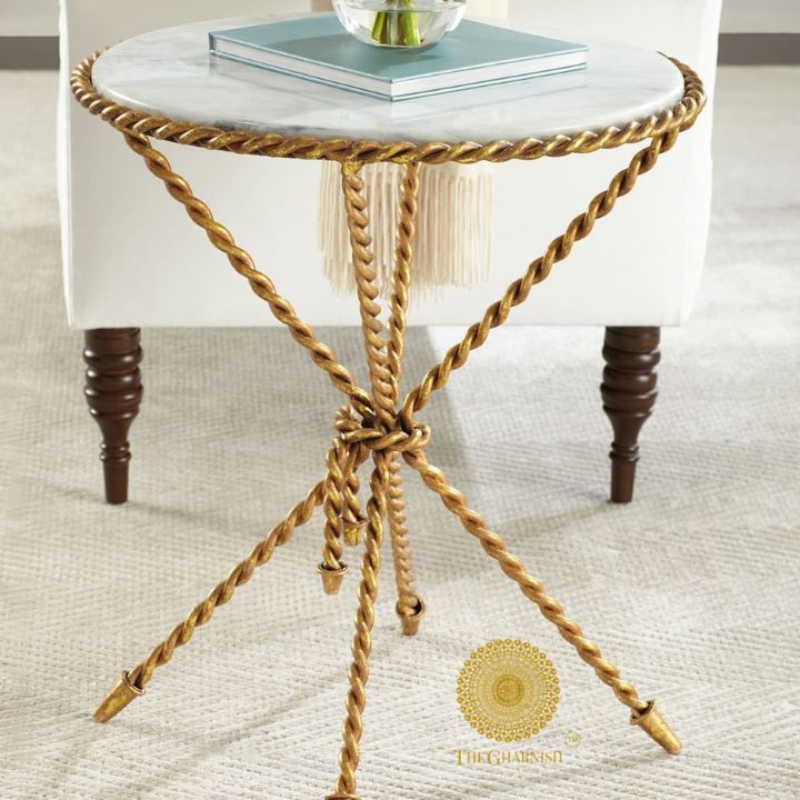 Tazio Marble Side Table - The Gharnish - A Unit of Satkala Creations