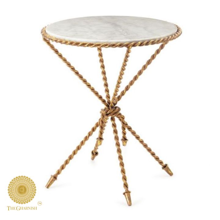 Tazio Marble Side Table - The Gharnish - A Unit of Satkala Creations