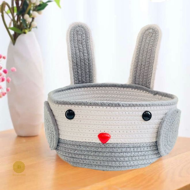 Cotton Rope Cat Shape Basket (13x 11 Inches) - The Gharnish - A Unit of Satkala Creations