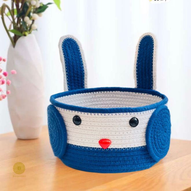 Cotton Rope Cat Shape Basket (13x 11 Inches) - The Gharnish - A Unit of Satkala Creations