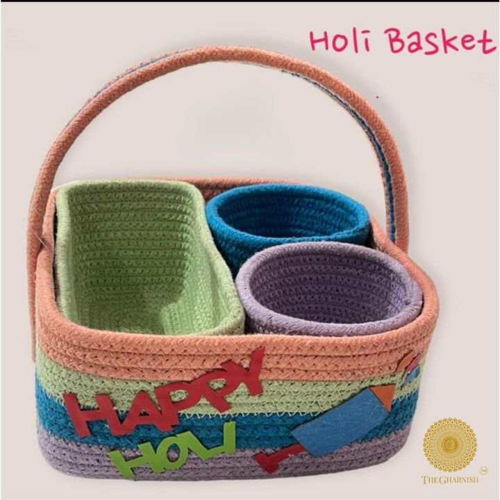 Holi cotton rope basket hamper by The Gharnish for stylish storage of laundry or household items in natural cotton material.