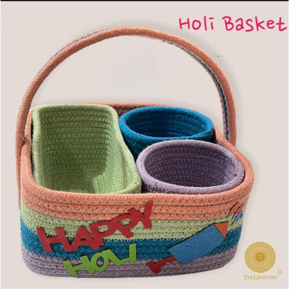Holi cotton rope basket hamper by The Gharnish for stylish storage of laundry or household items in natural cotton material.