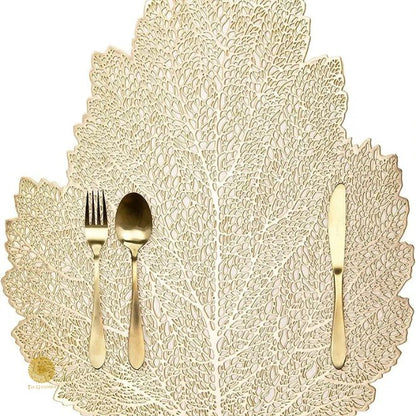 Set of 6 Mapple Leaf Shaped Table Mats by The Gharnish, 16x16 inches, decorative storage table mats for dining.