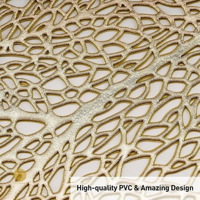 Set of 6 Mapple Leaf-shaped table mats by The Gharnish, 16x16 inches, decorative storage mats for dining table.
