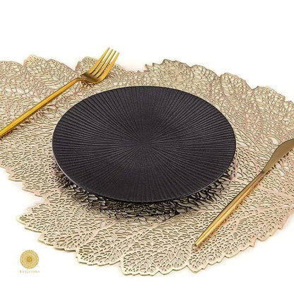 Set of 6 Mapple Leaf-shaped storage table mats by The Gharnish, 16x16 inches, featuring natural leaf design for dining tables.