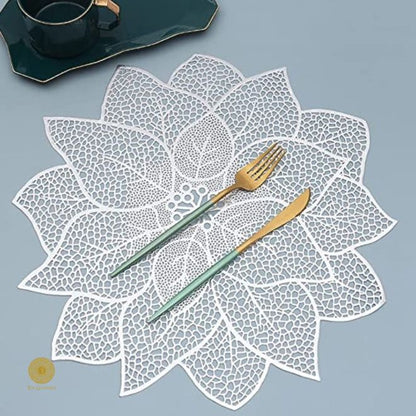 Flower Shaped Table Mat Set of 6 (16x16 Inches) - The Gharnish - A Unit of Satkala Creations