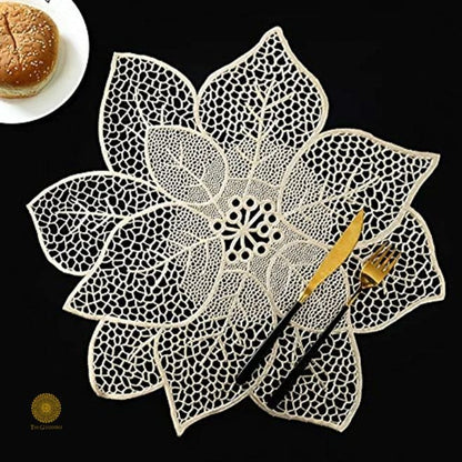 Flower Shaped Table Mat Set of 6 (16x16 Inches) - The Gharnish - A Unit of Satkala Creations