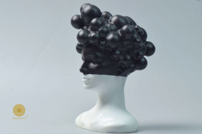Black modern abstract lady face statue from The Gharnish, stylish figurine with sleek, contemporary design for home decor.