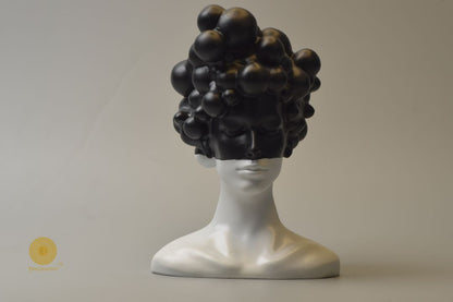 Black modern stylish lady face statue, abstract figurine by The Gharnish, showcasing contemporary art and elegant design.