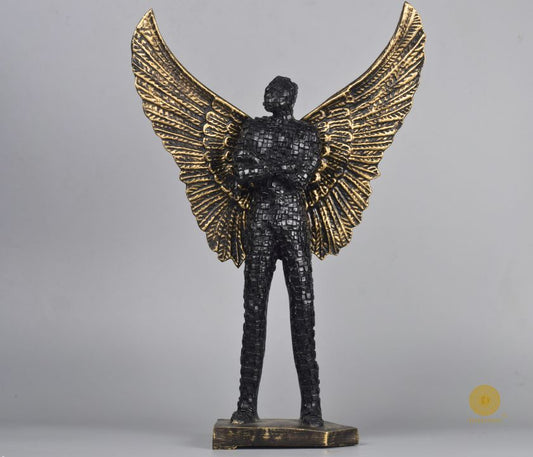 Abstract flying wings man statue by The Gharnish, limited edition figurine with detailed wing design and modern artistic style.