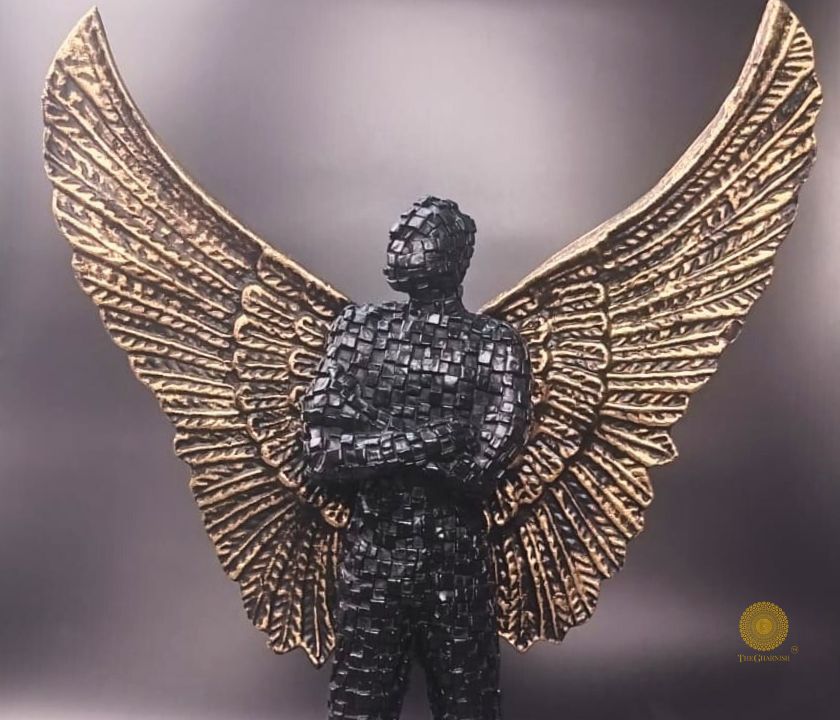Abstract figurine of a man with flying wings, limited edition sculpture by The Gharnish, artistic and detailed design.