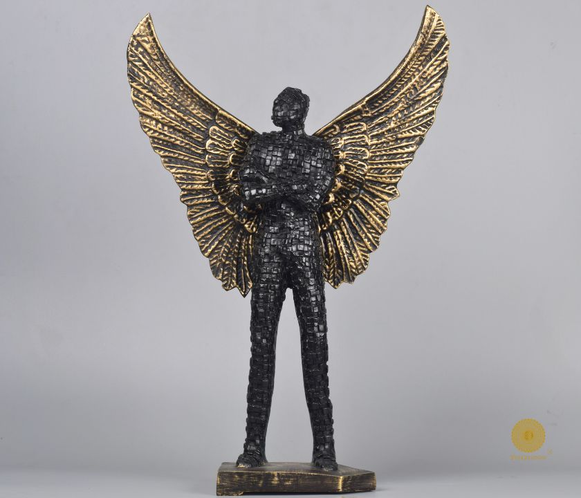 Abstract figurine of a flying wings man statue by The Gharnish, showcasing a limited edition design and modern artistic style.