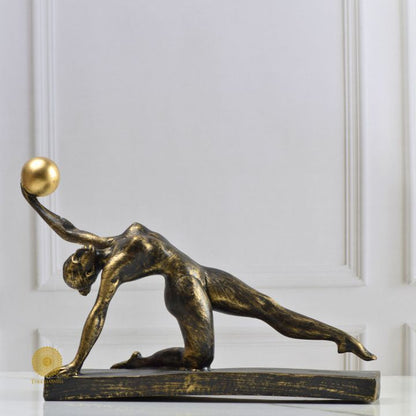 Yoga Lady With Golden Ball Figurine - The Gharnish - A Unit of Satkala Creations