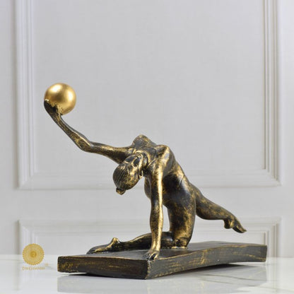 Yoga Lady With Golden Ball Figurine - The Gharnish - A Unit of Satkala Creations