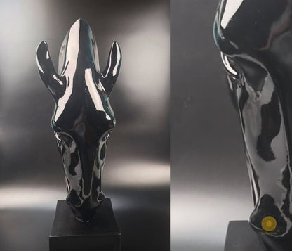 Limited edition black horse head statue by The Gharnish, detailed animal figurine showcasing realistic horse features.