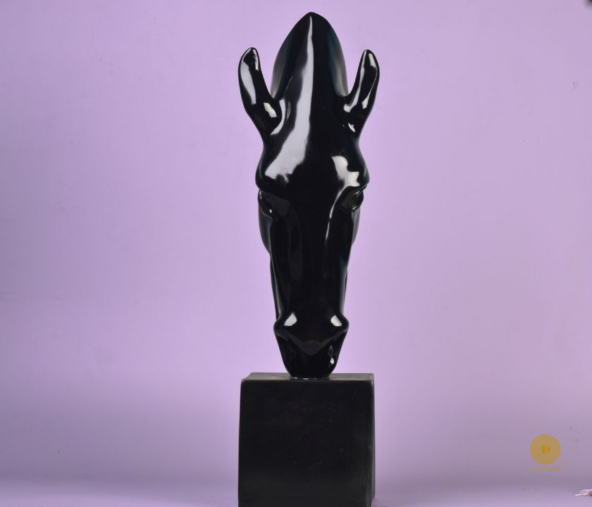 Limited edition black horse head statue from The Gharnish, detailed animal figurine with realistic horse features.