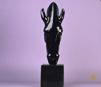 Limited edition black horse head statue from The Gharnish, detailed animal figurine with realistic horse features.