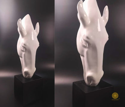 Limited edition black horse head statue by The Gharnish, detailed animal figurine with realistic features.