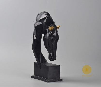 Abstract diamond cut horse head figurine by The Gharnish, detailed animal sculpture with geometric design.