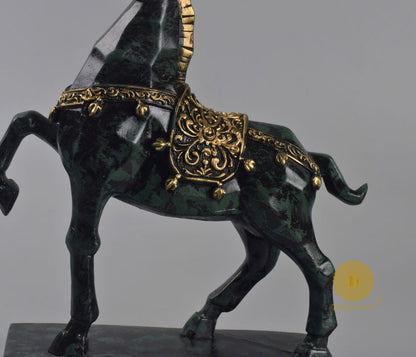 Elegant marching horse centre table showpiece from The Gharnish animal figurines collection, detailed horse sculpture for home decor.