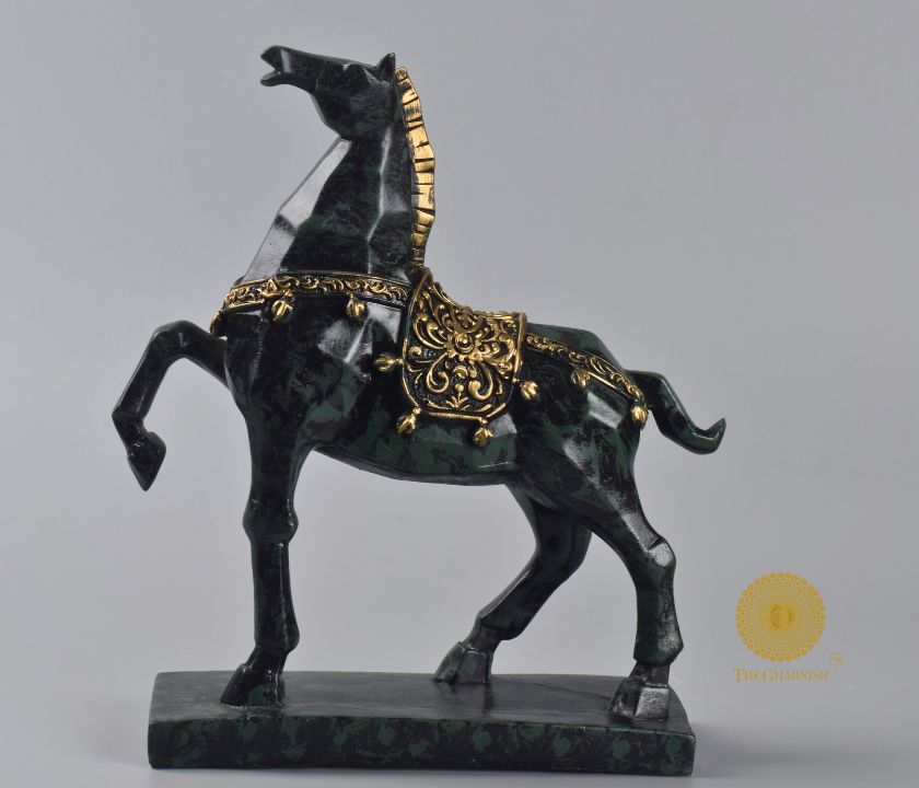 Decorative Marching Horse Centre Table Showpiece from The Gharnish, detailed animal figurine for home decor.
